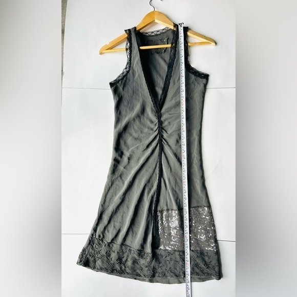 Please 100% silk made in Italy slip on dress with sequins and lace - Picture 5 of 11